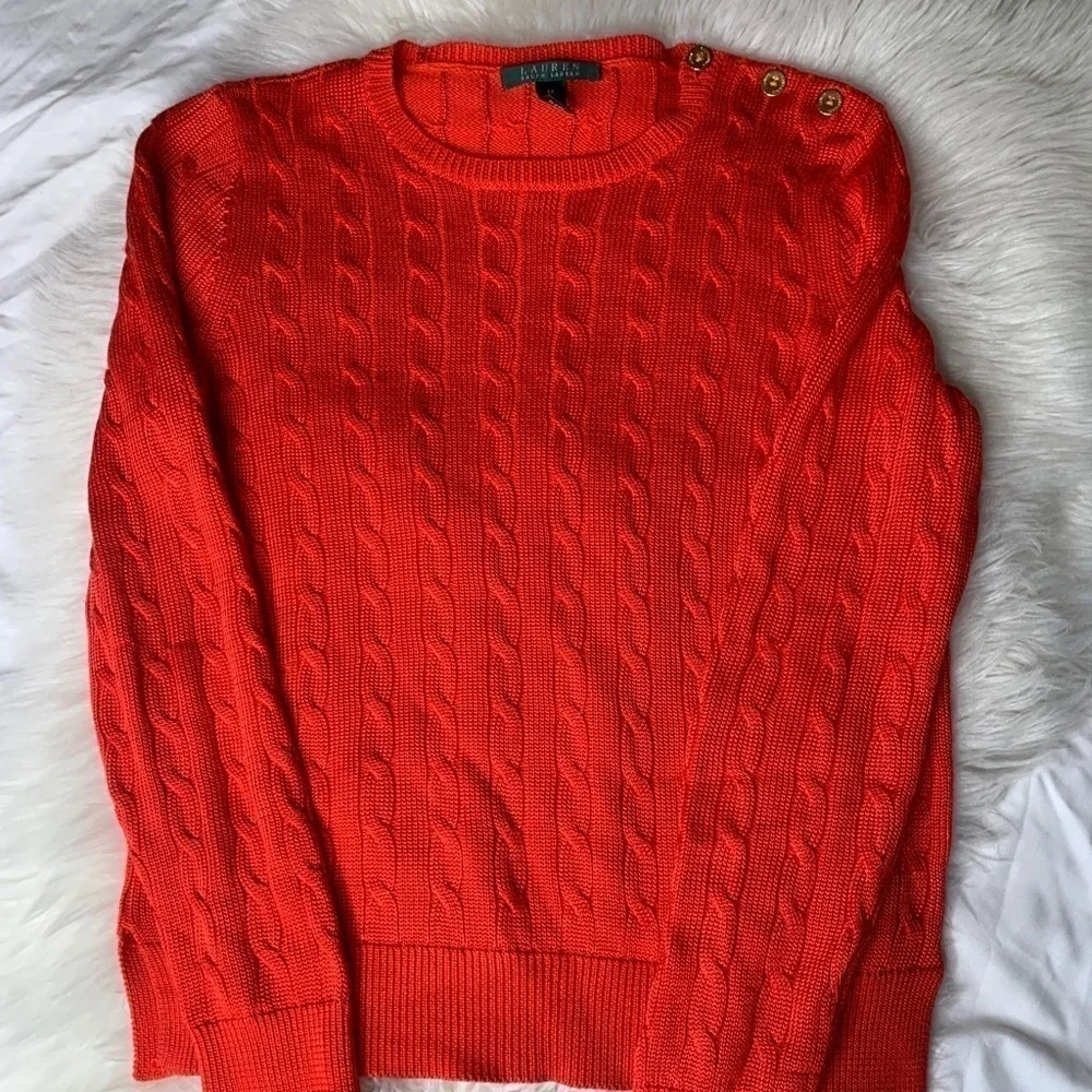 Lauren Ralph Lauren RedLs Sweater Shoulder Buttons